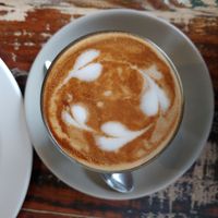 Soy latte at Desta in Preston