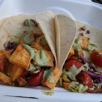 Tacos with tofu and cilantro dressing at Goldfinch in Black Mountain