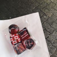 Vegan options (hazelnut fillings and marzipan) at ChocolaTas in Vancouver