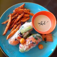 Sweetpotato fries and spring rolls at Veggie Oase - Maybe closed in Oberasbach