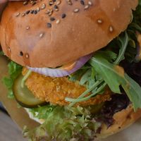 spicy chickn sandwich at VEG'D - Vegan Burgers - F-Hain in Berlin