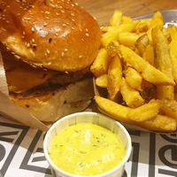 burger & fries at VEG'D - Vegan Burgers - F-Hain in Berlin