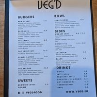Menu at VEG'D - Vegan Burgers - F-Hain in Berlin