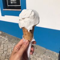 Vegan coconut ice cream (cone is also vegan)  at Nutwood in Ericeira