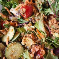 Raw Taco Salad, stirred at Loving Hut in Cincinnati