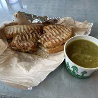 Veggie Panini & Split Pea Soupp  at Loving Hut in Cincinnati