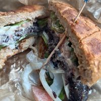 veggie burger at Loving Hut in Cincinnati