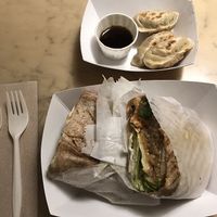 The grilled organic dumplings and the Sunny wrap at Loving Hut in Cincinnati