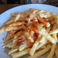 Vegan version of the BBQ loaded fries at Pooley Bridge Inn in Penrith