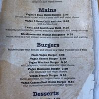 Today’s vegan menu  at Pooley Bridge Inn in Penrith