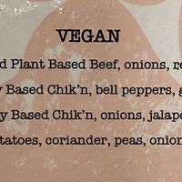 Vegan empanadas menu at Muddy Paw in Los Angeles