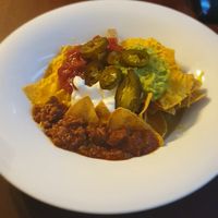 Vegan nachos (portion is bigger than it looks!) at The Crown in Egham