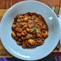 Gnocchi ao molho funghi at aHorta in Curitiba