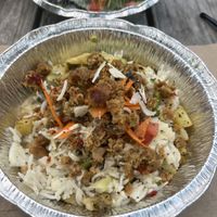 Dharma bowl with added eggplant “sausage"  at Callie's Kitchen in Tomball