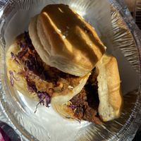 Spiced Eggplant Sausage and Biscuits 😋   at Callie's Kitchen in Tomball