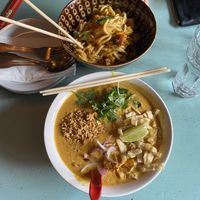 Tofu Noodle salad (VG, GF, NF) & Coconut noodle soup (VG, NF) at Top Burmese in Portland