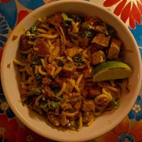 Nangyi Noodle Salad with tofu and no egg at Top Burmese in Portland