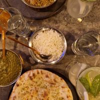 Vegan garlic naan. Palak masala. at The South Indian in Stockholm