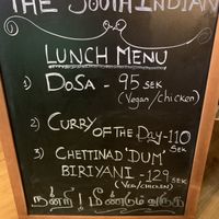 Lunch meny at The South Indian in Stockholm
