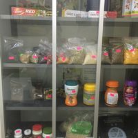 Pantry food on offer - further stock in the fridge. July 2019 at Green Life in Ternopil