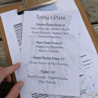 PIzza menu - always features vegan pizza. at The Red Lion in Banbury