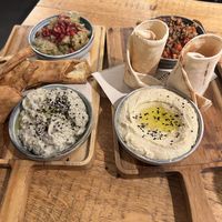 Combo dips.  at Pois Chiche in Brussels
