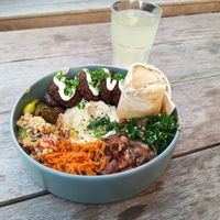 Falafel plate at Pois Chiche in Brussels