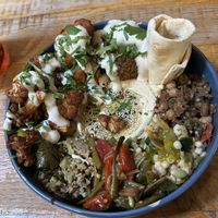 Cauliflower Shawarma Plate 18,50€
extra Falafel 2€  at Pois Chiche in Brussels