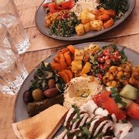 Sabhi & falafel plates at Pois Chiche in Brussels