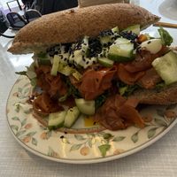Salmon sandwich  at Van Die Vegans in Hilversum