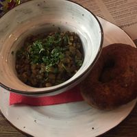 Lentils with bread at Kardamon in Novosibirsk