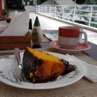 Bolo de cenoura com chocolate at Espaço VHMOR in Sao Paulo