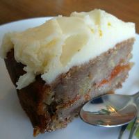 Vegan banana and apple cake with cream cheese cake at The Dragonfly in Dumfries