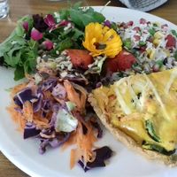 Vegan quiche with 3 salads at The Dragonfly in Dumfries