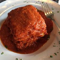 Lasagna w/fork for scale at Mrs.Robino's in Wilmington