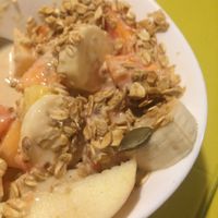 Fruit salad with vegan yogurt and oats. What a great breakfast  at Ari Comida Sana in Quito