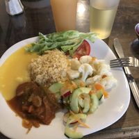 Vegetarian main course (menu del día) at Ari Comida Sana in Quito