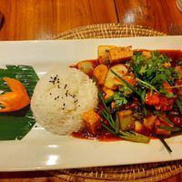 Tofu Cashew Stir fry on Rice at Kawin's Kitchen in Koh Samui