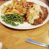 Veggie cottage pie. With veggie gravy  at Woodys in Skegness