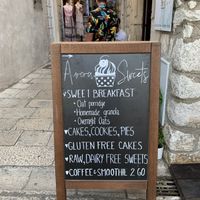 Aurora sweets sign at Aurora Sweets in Korcula