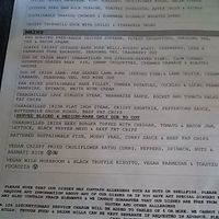 Menu- vegan options are clearly marked. at Made in Belfast in Belfast