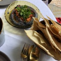 Black humous with pitta & naan   at Shirvan Cafe Metisse in Paris
