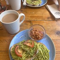 Lovely bit of avo on toast (with extra beans!)   at Esquires Coffee in Dartford