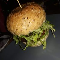 The burger was nothing special,  the burger bun was too dry. They have 2 vegan options: burger and falafel burito + fries.  at King's Caffe in Rijeka