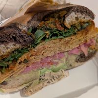 Vegan seitain sandwich at The Bagel Mill in Petaluma