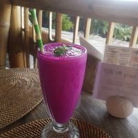 Dragonfruit soy smoothie at Le Bamboo Bali in Pecatu