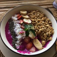 Dragon fruit smoothie bowl  at Le Bamboo Bali in Pecatu