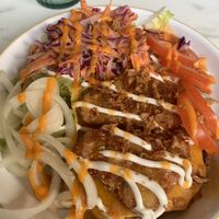 Buffalo burger without the bread bun at Monstera Canteen in Luton