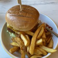 The Buffalo Burger and Fries!   at Monstera Canteen in Luton