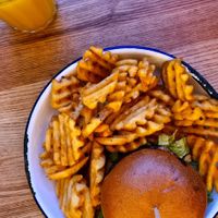 Mr. T burger and waffle fries 🌱👍 at Otto's Burger - Schanze in Hamburg